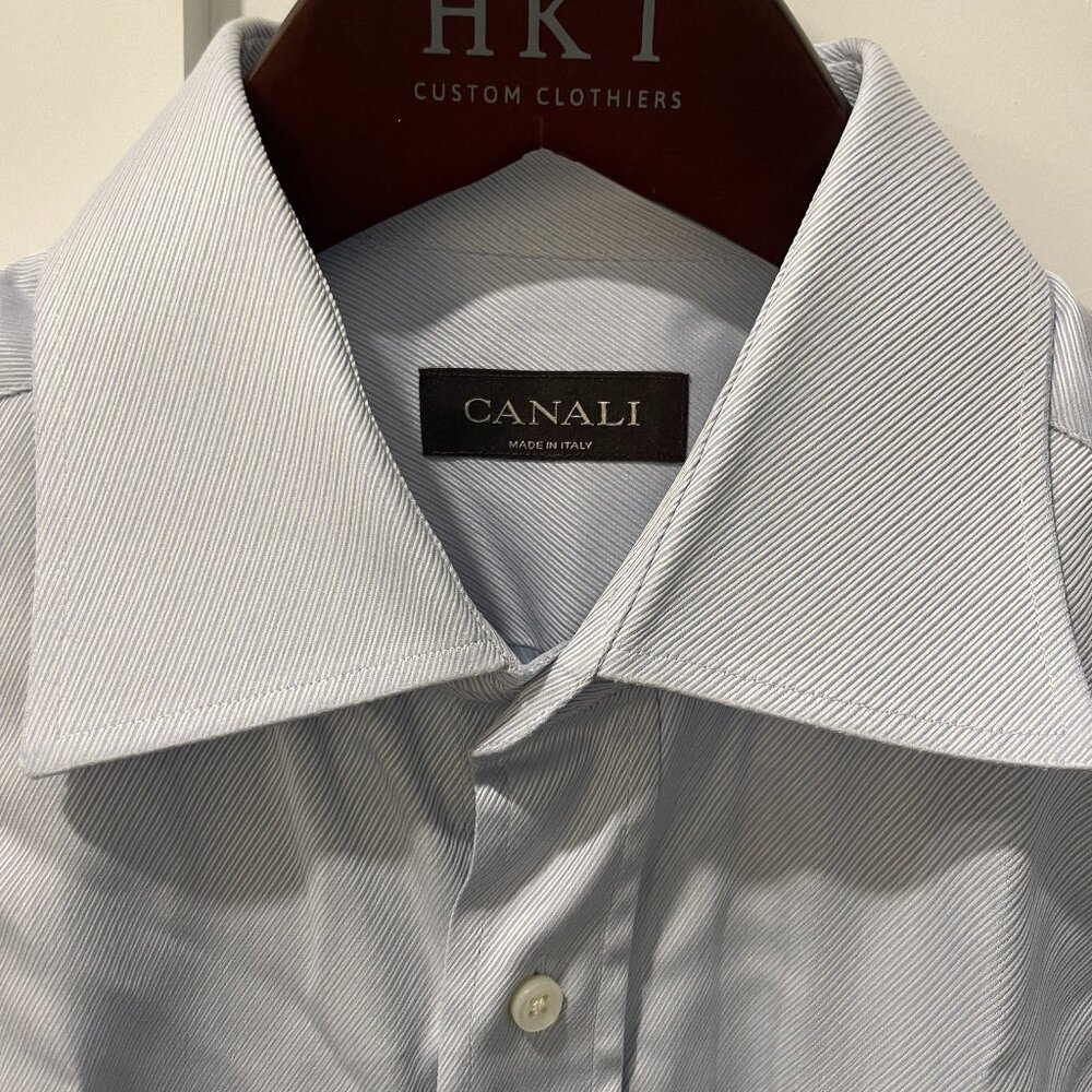 Canali Blue Mens Dress Shirt
